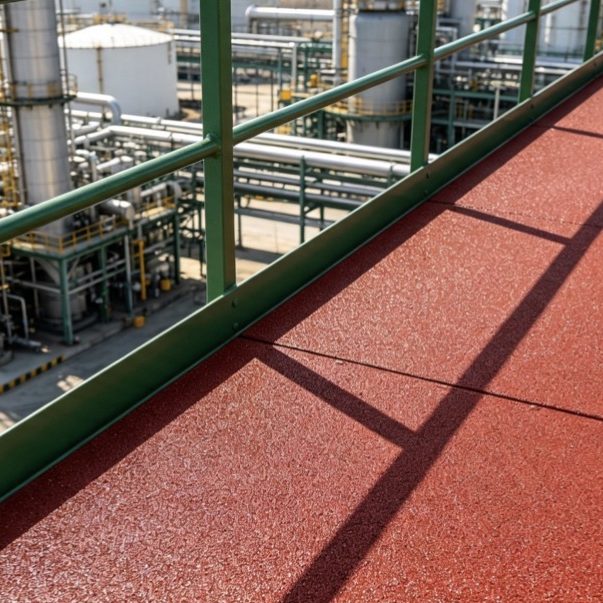 Helion Elevate anti-slip steel  plates installed on an overhead gantry link bridge